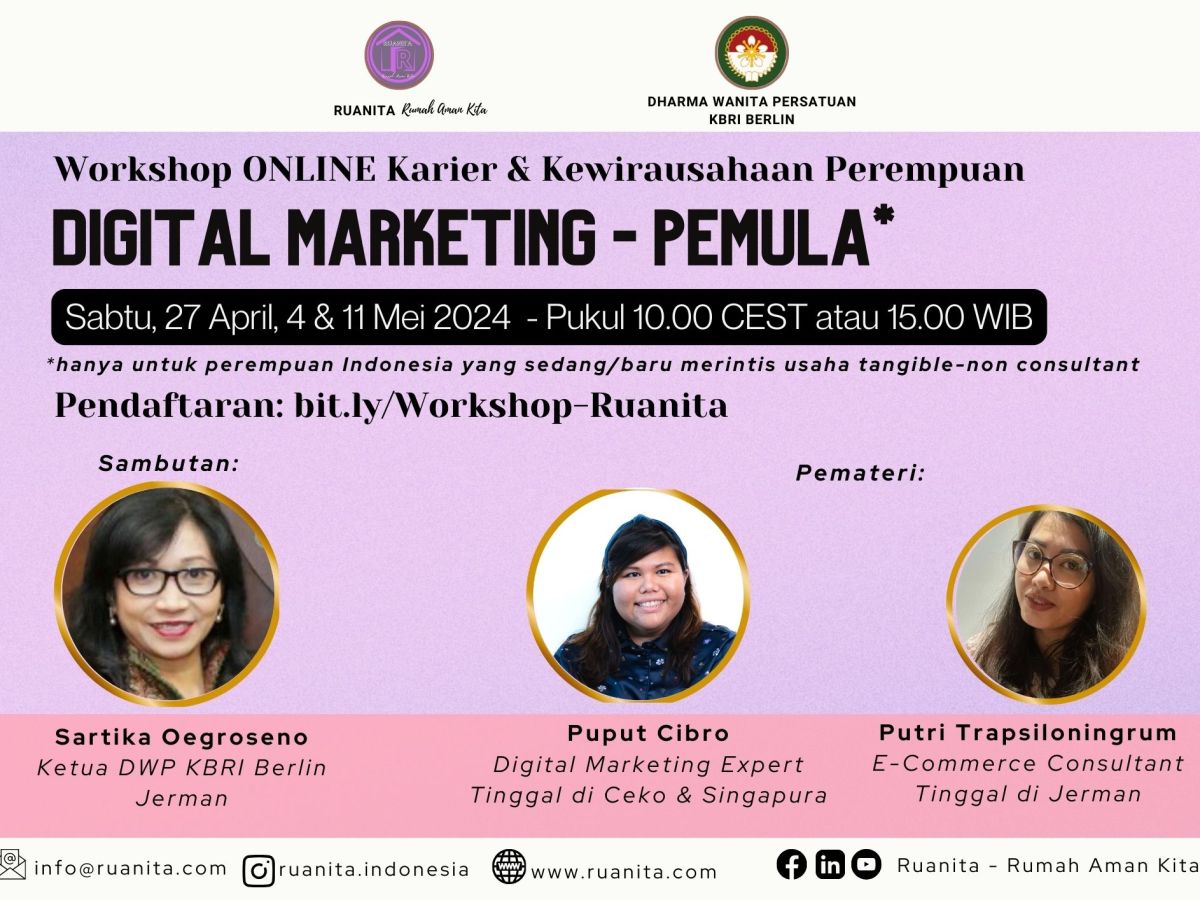 (SIARAN BERITA) Tingkatkan Kapasitas Perempuan dalam Digital Marketing, Ruanita Indonesia Gelar Workshop Online